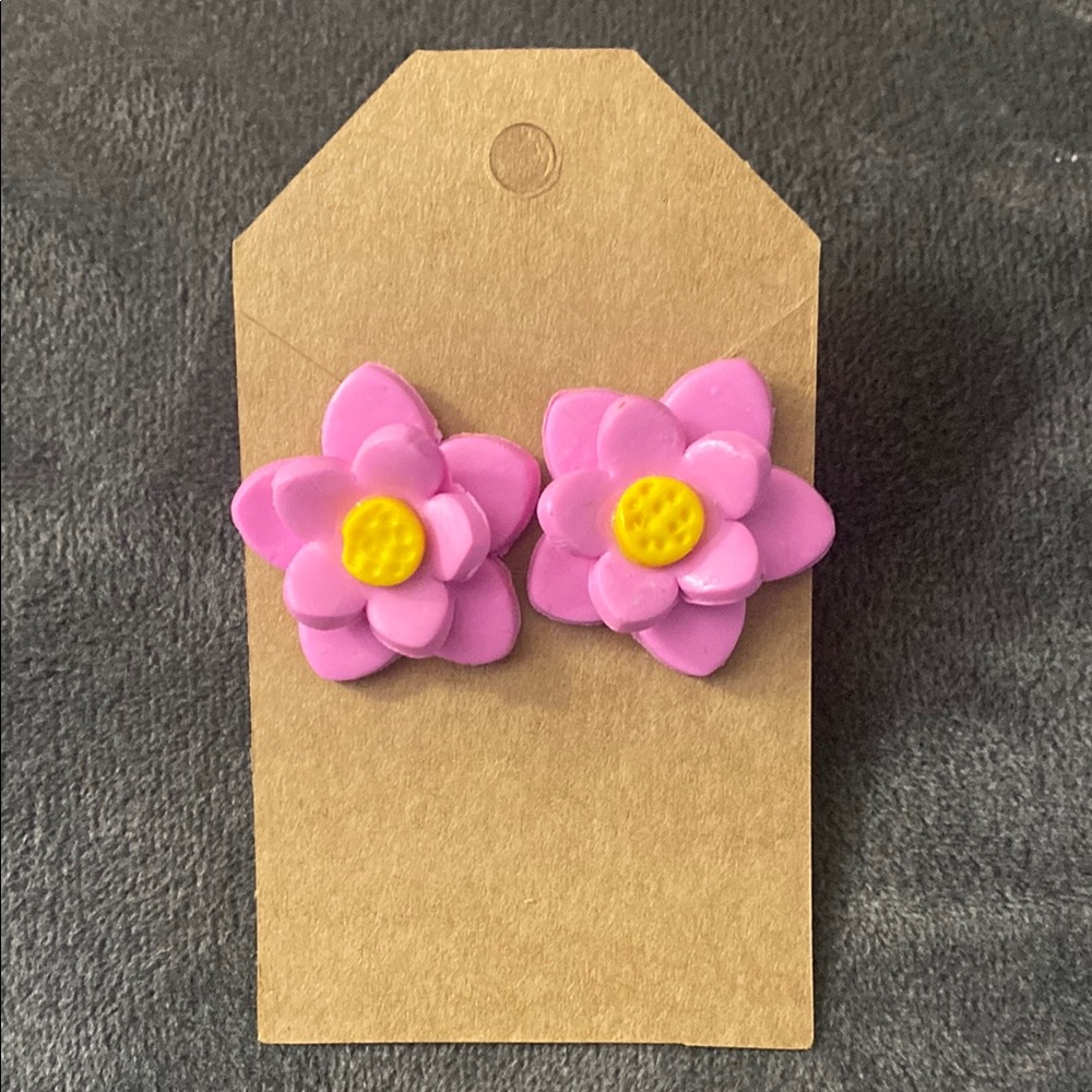 Pink Flower Kids Earrings